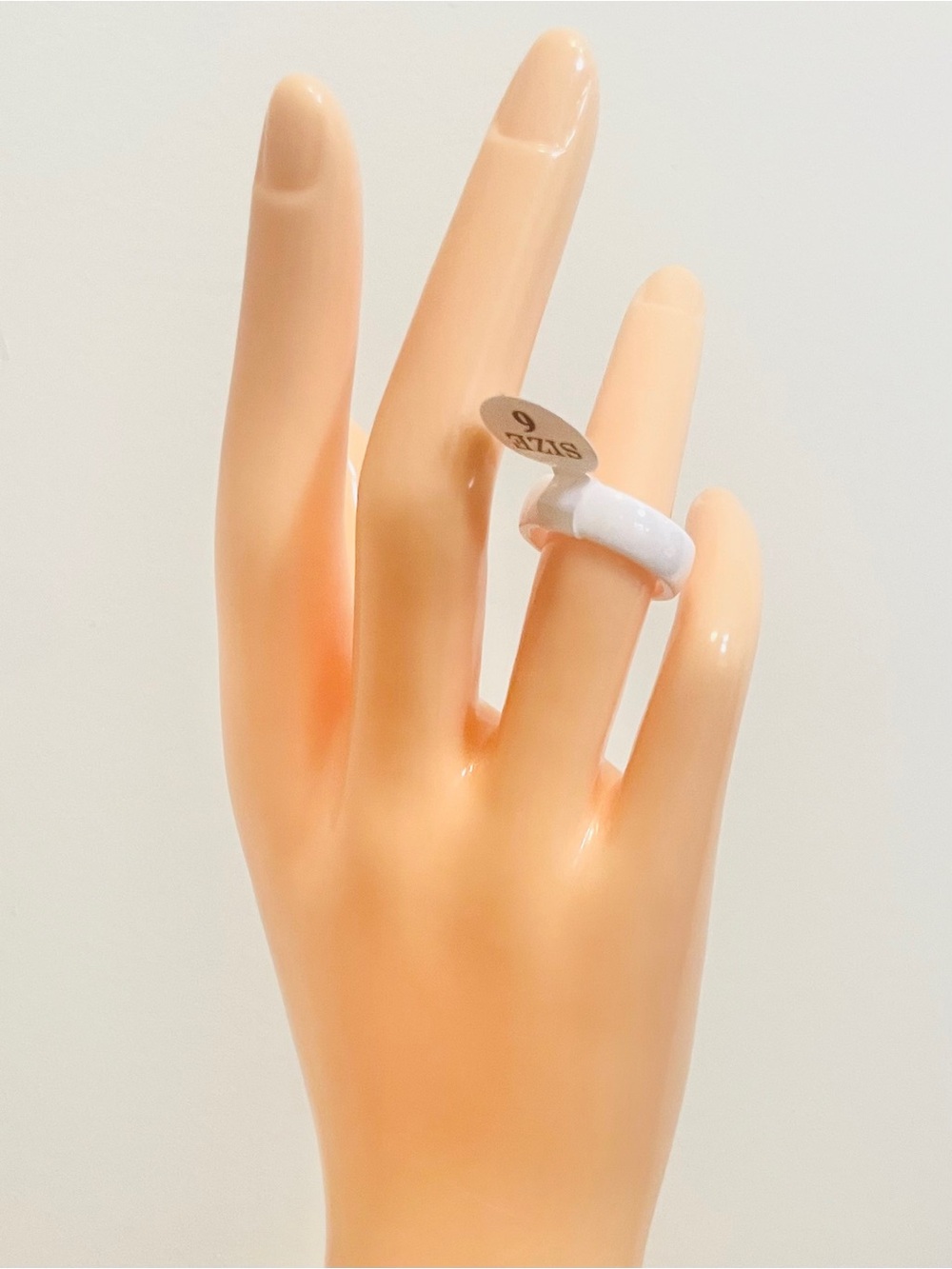 White Ceramic 1/4” Wide Dome Band Ring Size 6